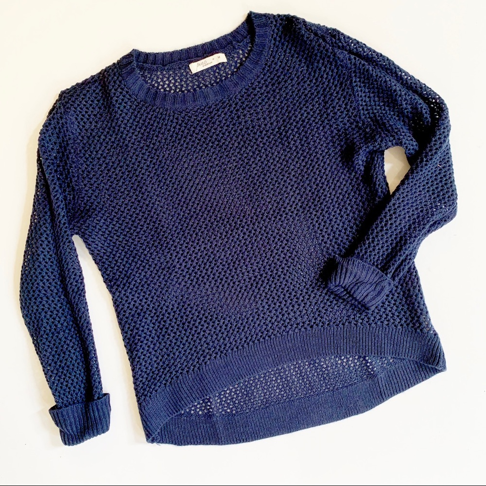 Pinc Premium Open Knit Hi Lo Sweater Navy